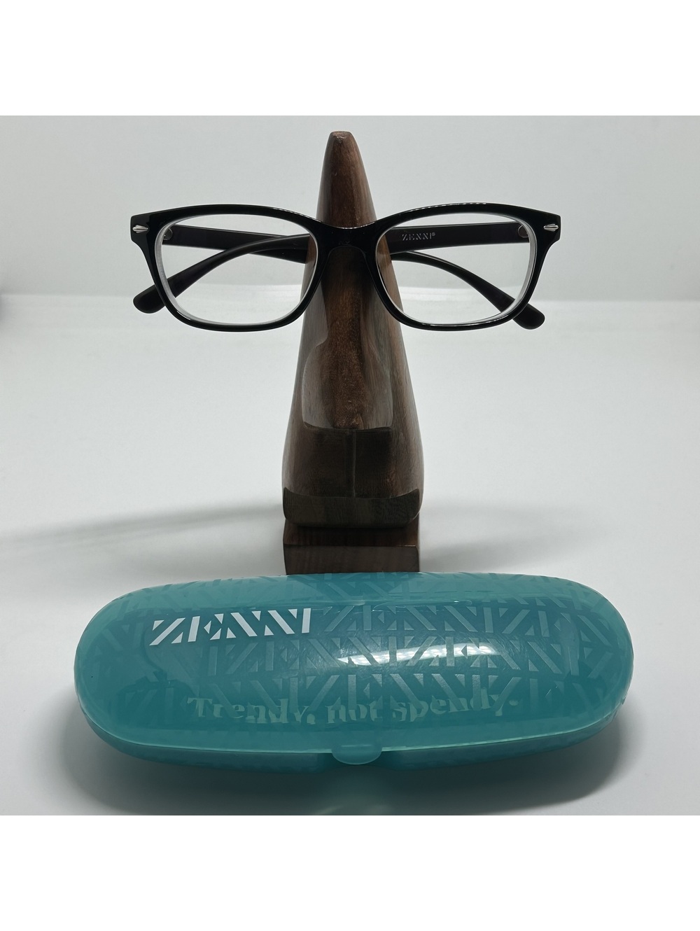 Zenni Black Rectangle Prescription Glasses Frames with Blue Case
